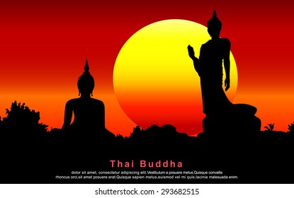 Silhouette of a Thai Buddha. 