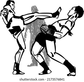 silhouette of Thai kickboxers fighting