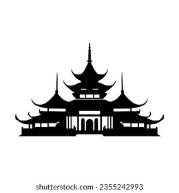 Silhouette Thailand temple, asia temple icon ,vector illustration isolated