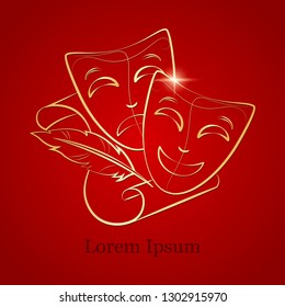 silhouette of theatrical golden mask. Vector illustration. vector