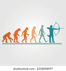 Silhouette Of Theory Of evolution Of Man Human Development From Monkey To Caveman, Farmer Basketball Baseball Excavator Skater Dancing Sword Karate Surfer Poker Evolution Sketch Vector Illustration