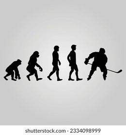 Silhouette Of Theory Of evolution Of Man Human Development From Monkey To Caveman, Farmer Basketball Baseball Excavator Skater Dancing Sword Karate Surfer Poker Evolution Sketch Vector Illustration