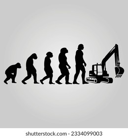 Silhouette Of Theory Of evolution Of Man Human Development From Monkey To Caveman, Farmer Basketball Baseball Excavator Skater Dancing Sword Karate Surfer Poker Evolution Sketch Vector Illustration