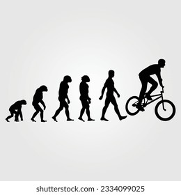 Silhouette Of Theory Of evolution Of Man Human Development From Monkey To Caveman, Farmer Basketball Baseball Excavator Skater Dancing Sword Karate Surfer Poker Evolution Sketch Vector Illustration