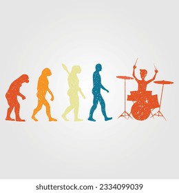 Silhouette Of Theory Of evolution Of Man Human Development From Monkey To Caveman, Farmer Basketball Baseball Excavator Skater Dancing Sword Karate Surfer Poker Evolution Sketch Vector Illustration