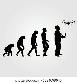 Silhouette Of Theory Of evolution Of Man Human Development From Monkey To Caveman, Farmer Basketball Baseball Excavator Skater Dancing Sword Karate Surfer Poker Evolution Sketch Vector Illustration