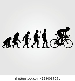 Silhouette Of Theory Of evolution Of Man Human Development From Monkey To Caveman, Farmer Basketball Baseball Excavator Skater Dancing Sword Karate Surfer Poker Evolution Sketch Vector Illustration