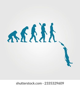 Silhouette Of Theory Of evolution Of Man Human Development From Monkey To Caveman, Farmer Basketball Baseball Excavator Skater Dancing Sword Karate Surfer Poker Evolution Sketch Vector Illustration