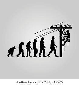 Silhouette Of Theory Of evolution Of Man Human Development From Monkey To Caveman, Farmer Basketball Baseball Lineman Pole Dancer Dancing Sword Karate Surfer Poker Evolution Sketch Vector Illustration