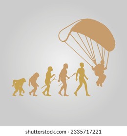 Silhouette Of Theory Of evolution Of Man Human Development From Monkey To Caveman, Farmer Basketball Baseball Lineman Pole Dancer Dancing Sword Karate Surfer Poker Evolution Sketch Vector Illustration