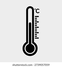 Silhouette thermometer for measuring temperature in celsius scale Vector illustration