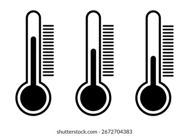 silhouette of thermometers measuring temperature, low to high