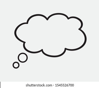 Silhouette think bubble isolated on gray background. Trendy think bubble in flat style. Dream cloud template for social network and label. Creative thought balloon. Dream cloud vector