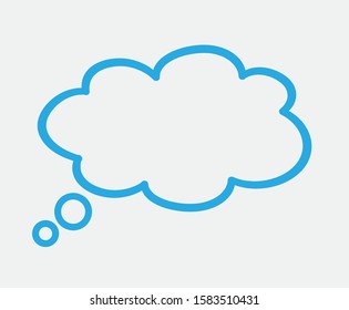 Silhouette Denkblase einzeln auf grauem Hintergrund. Trendy think bubble in flachem Stil. Blaue Traumwolke-Vorlage für Social Network und Label. Kreativer Gedankenballon. Traumwolke-Vektorillustration