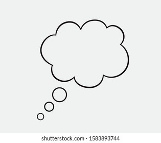 Silhouette think bubble isolated on gray background. Trendy think bubble in flat style. Dream cloud template for social network and label. Creative thought balloon. Dream cloud vector