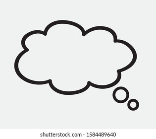 Silhouette think bubble isolated on gray background. Trendy think bubble in flat style. Dream cloud template for social network and label. Creative thought balloon. Dream cloud vector
