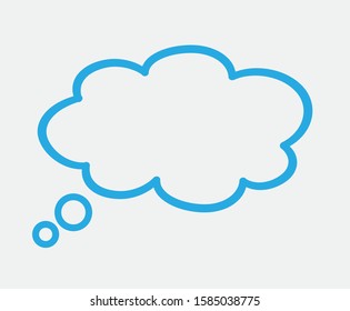 Silhouette think bubble isolated on gray background. Trendy think bubble in flat style. Blue dream cloud template for social network and label. Creative thought balloon. Dream cloud vector