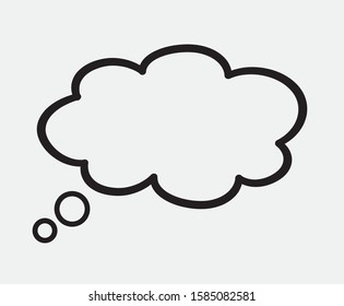 Silhouette think bubble isolated on gray background. Trendy think bubble in flat style. Dream cloud template for social network and label. Creative thought balloon. Dream cloud vector
