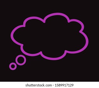 Silhouette think bubble isolated on black background. Trendy think bubble in flat style. Dream cloud template for social network and label. Creative thought balloon. Dream cloud vector