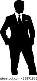 Silhouette of a thinking businessman.