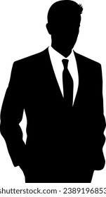 Silhouette of a thinking businessman.