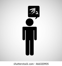 silhouette thinking in parachute design, vector illustration eps10