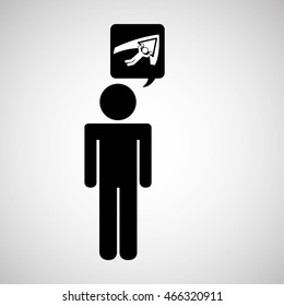 silhouette thinking in parachute design, vector illustration eps10