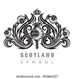 Silhouette of thistle pattern. Design element black on white