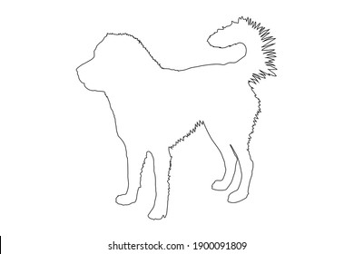 Silhouette of a thoroughbred Caucasian Shepherd dog. Vector stock illustration eps 10, outline.