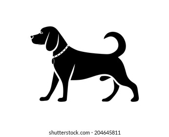 silhouette of a thoroughbred dog on a white background