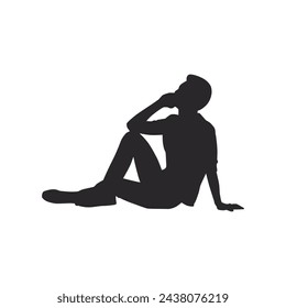 A silhouette of a thoughtful person in a relaxed pose.