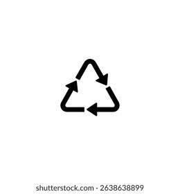 Silhouette of three arrows forming a recycling triangle, simple and bold