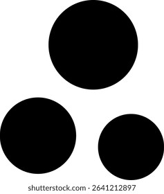 Silhouette of Three Circles with One Larger and Elevated – Minimal Abstract Shape, Geometric Symbol, Simple Graphic Design Element, Conceptual Balance and Proportion Illustration
