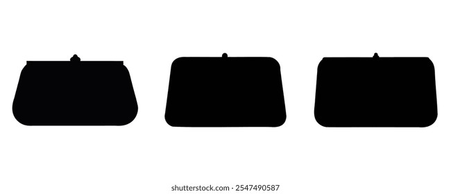 Silhueta de três bolsas de embreagem em um estilo minimalista, isolado em um fundo branco. Perfeito para moda, acessórios e temas relacionados ao design