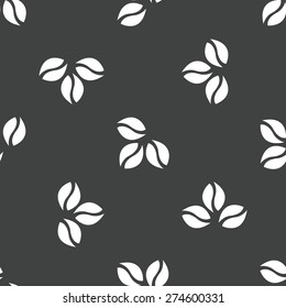 Silhouette of three coffee beans repeated on grey background