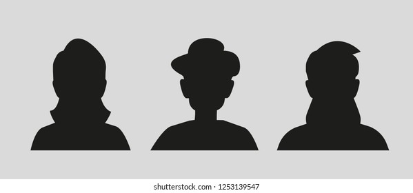 silhouette of three different person vector drawing