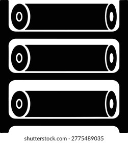 silhouette three empty scroll paper rolls on rack vector design