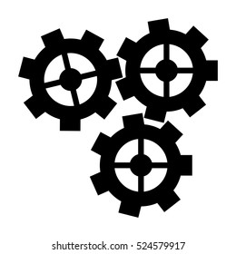 silhouette three gear wheel engine cog icon