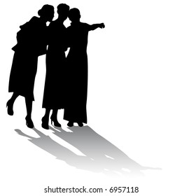 silhouette of three girls
