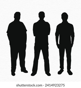 Silhouette of Three Indian Confident men standing together with crossed hand