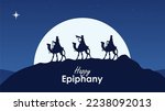 silhouette three kings on camel for epiphany background