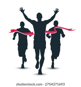 Silhouette of Three Man Runner Marathon