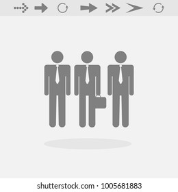 SIlhouette three men isolated on grey background