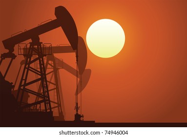 Silhouette de tres torres de petróleo