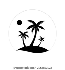 The silhouette of three palm trees. The theme of the sea and vacation.