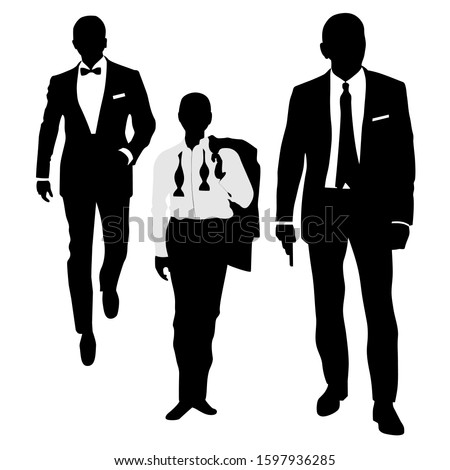 
Silhouette of Three Secret Agent Detective