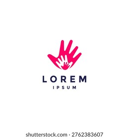 Silhouette of Three Stacked Palms Logo Design. Small Hand Silhouette Inside Larger Hand Silhouette Logo Design.