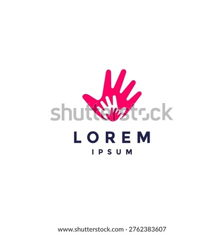Silhouette of Three Stacked Palms Logo Design. Small Hand Silhouette Inside Larger Hand Silhouette Logo Design.