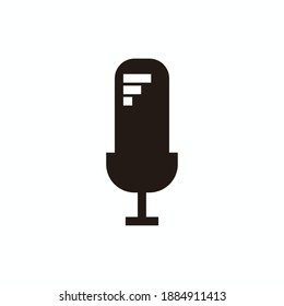 silhouette of three stripes microphone for broadcast or podcast logo or icon