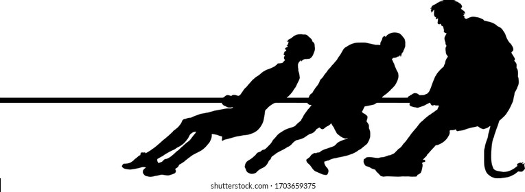 Silhouette Three Strong Man Tug War Stock Vector (Royalty Free ...